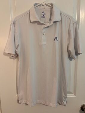 Rhoback Men's Performance Golf Polo Shirt White Size M Stretch Short Sleeve Flaw